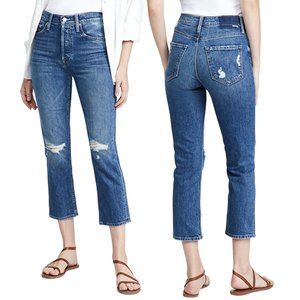 Mother The Tomcat Playing with Scissors Straight Leg Crop Distressed Jeans Sz 25
